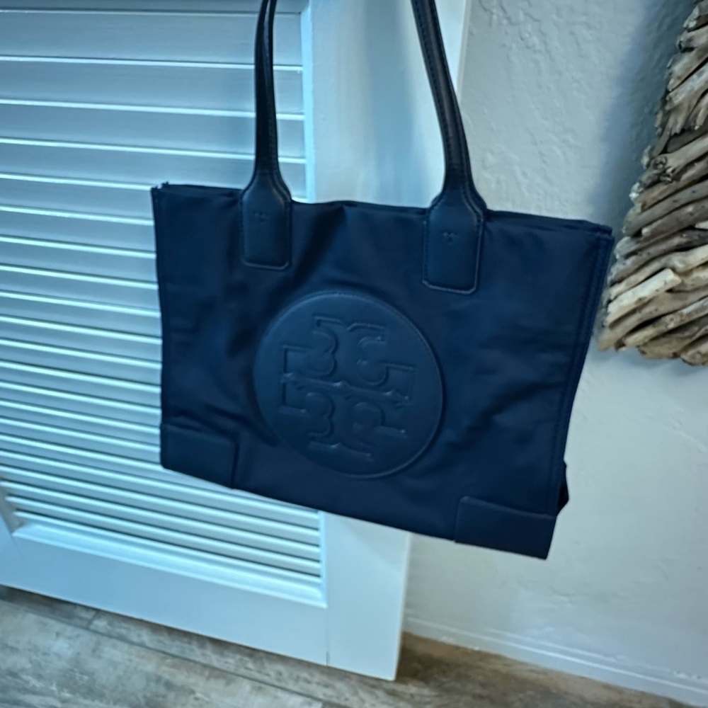 Authentic Tory Burch Ella small Navy Tote Bag